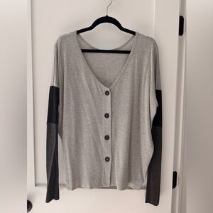 JET by John Eshaya Gray and Black Button-Up Cardigan Size M/L